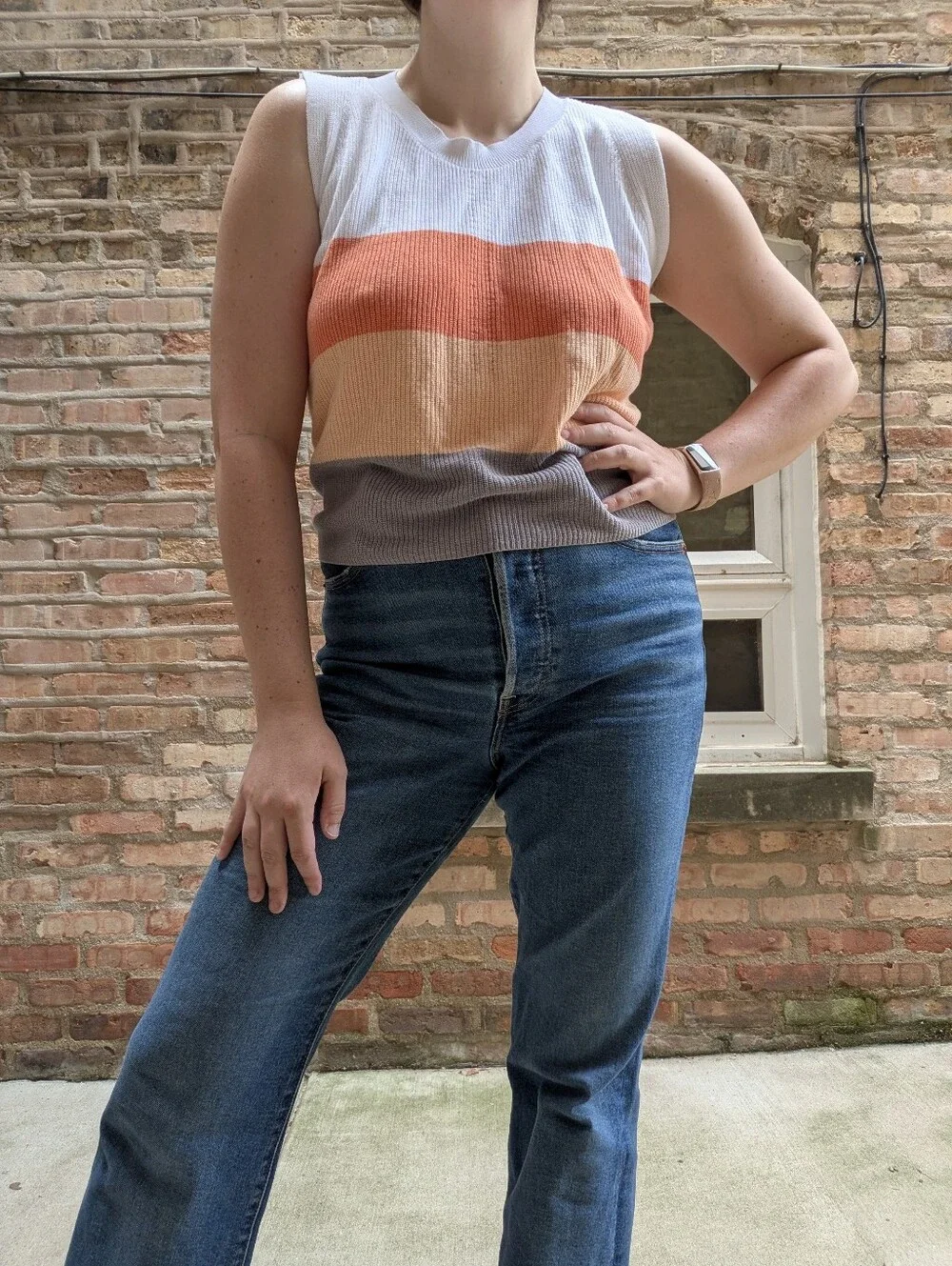 colorblock knit sleeveless top